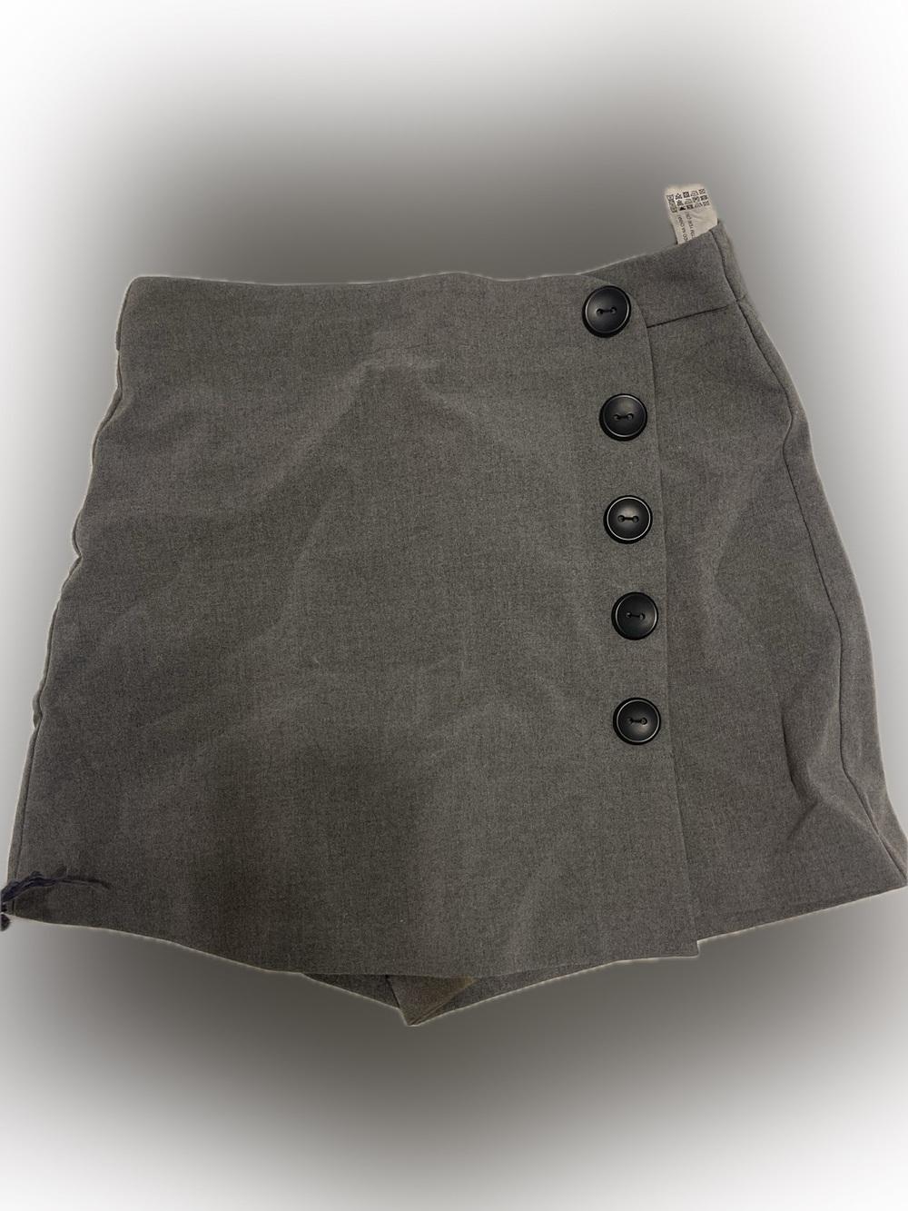 Gray Button-Front Mini Skort